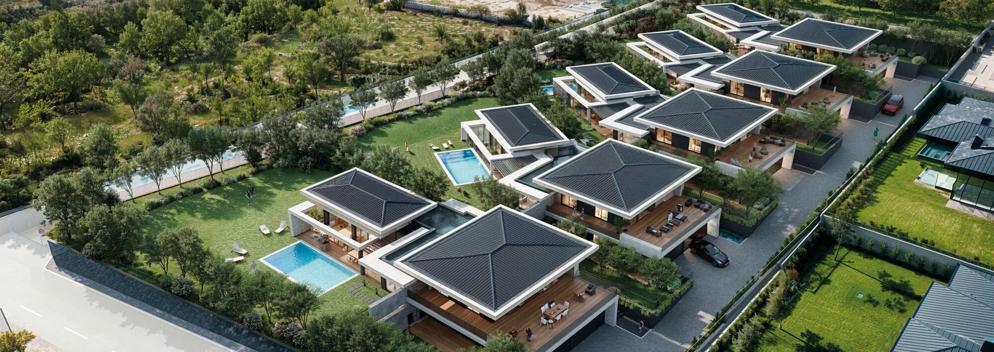 Kuş bakışı 5 villa